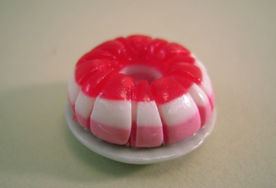 Cherry Jello Mold on a Plate 1:12 scale