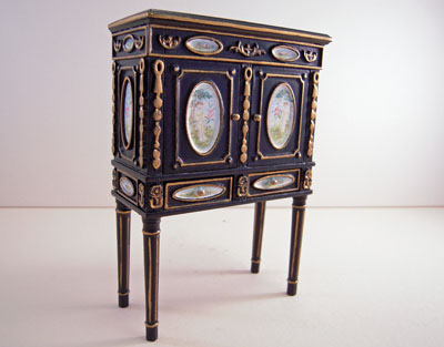 Jbm 1 Scale Miniature Black Chinese Two Door Cabinet